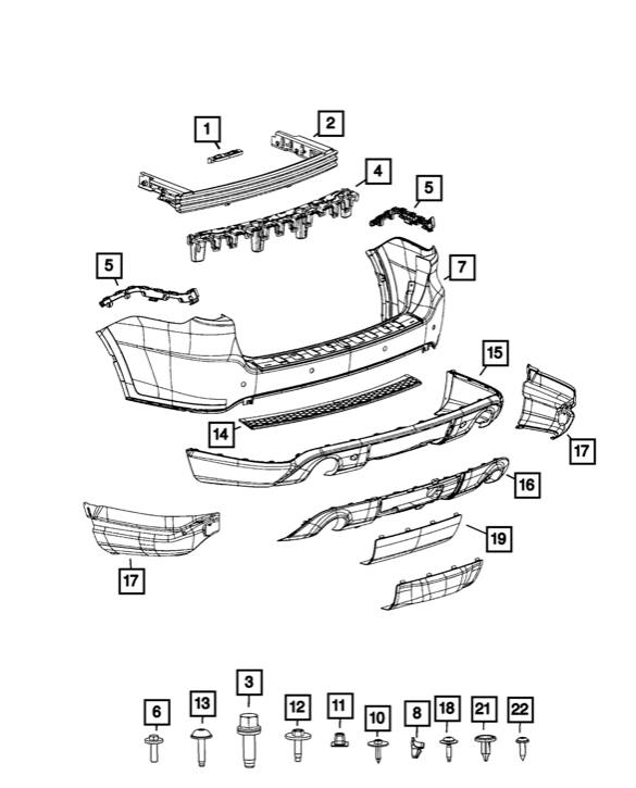 Alternative view of ZDERZAK TYLNY DODGE DURANGO ( KOD OE 68092093AB )